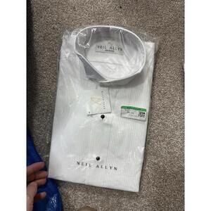 NWT Neil Allyn Tuxedo Shirt Mens XS 32/33 White Laydown Collar Pleated